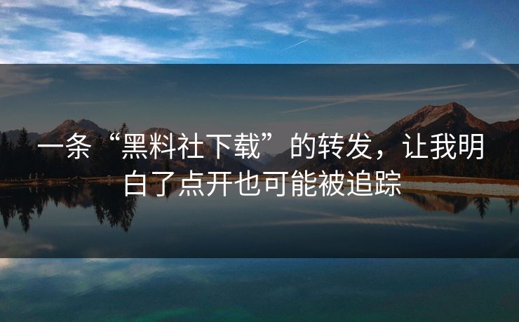 一条“黑料社下载”的转发，让我明白了点开也可能被追踪